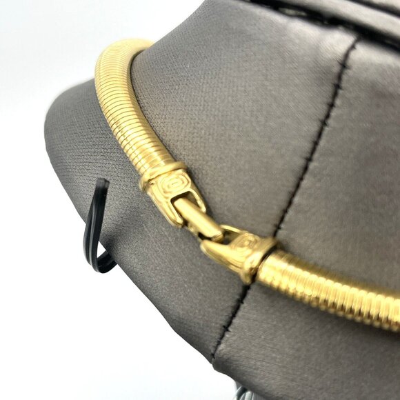 Vintage TRIFARI Necklace Blue Enamel Omega Chain Gold Tone 17" - Picture 7 of 10